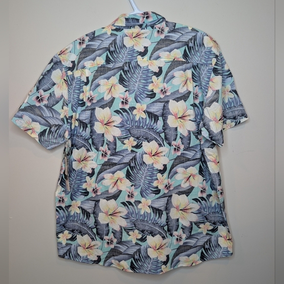 NWT XL Men's Hurley Diffused Blue Hawaiian Tropical Cabana Shirt - Picture 3 of 12